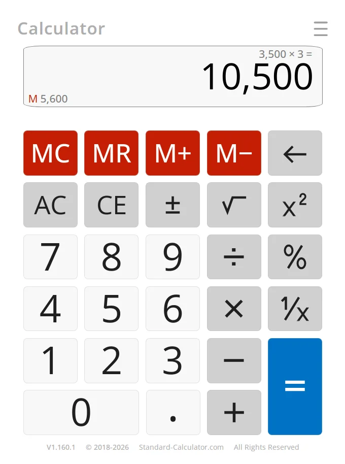 Standard Calculator screen shot